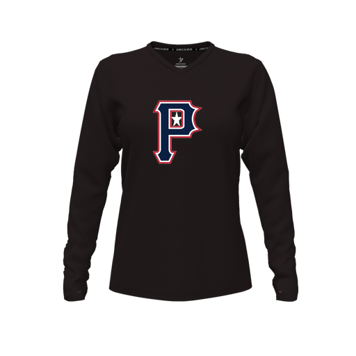 [CUS-DFW-TEES-CMF-VNK-LSL-BLK-FYXS-LOGO3] Decker Comfort T-Shirt (Female Youth XS, Black, V Neck, Logo 3, Long Sleeve)