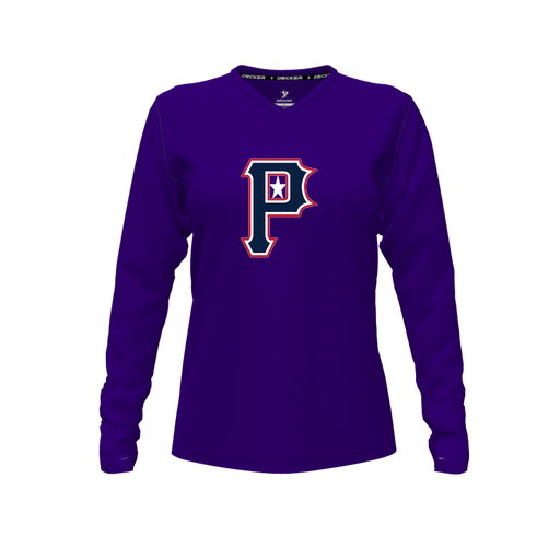 [FTLVCFPP-FYXS-LOGO3] Decker Comfort T-Shirt (Female Youth XS, Purple, V Neck, Logo 3, Long Sleeve)