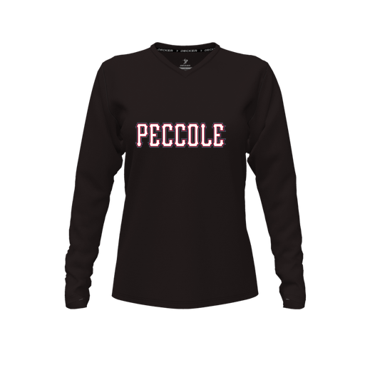 [CUS-DFW-TEES-PER-VNK-LSL-BLK-FYXS-LOGO2] Decker Performance T-Shirt (Female Youth XS, Black, V Neck, Logo 2, Long Sleeve)