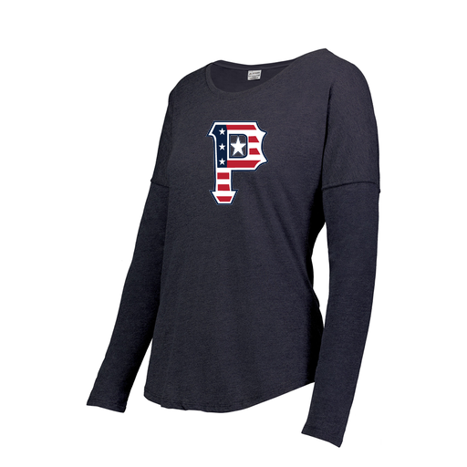 [FTLCUBNV-FAXS-LOGO1] Decker Women's Tri-Blend T-Shirt - Long Sleeve (Female Adult XS, Navy, Logo 1)